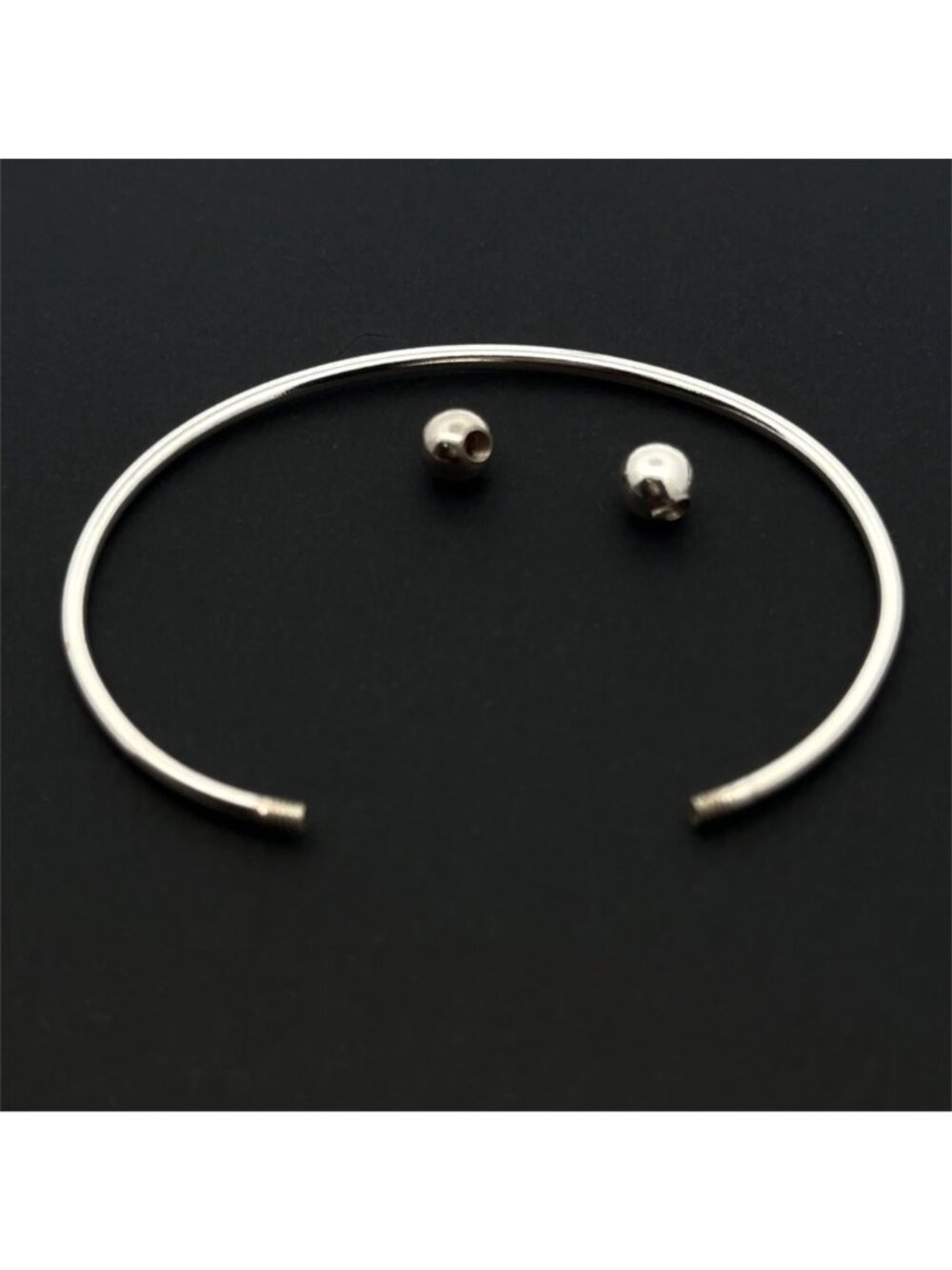 925 Sterling Silver Interchangeable Bangle, Modular Screw-End Cuff Bracelet - Picture 2 of 8